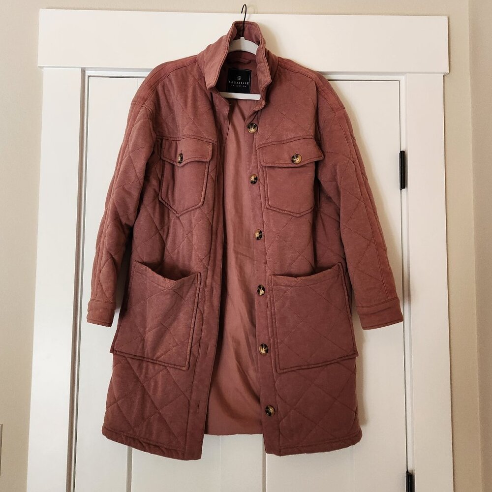 bagatelle Quilted Dusty Rose Button-Front Coat